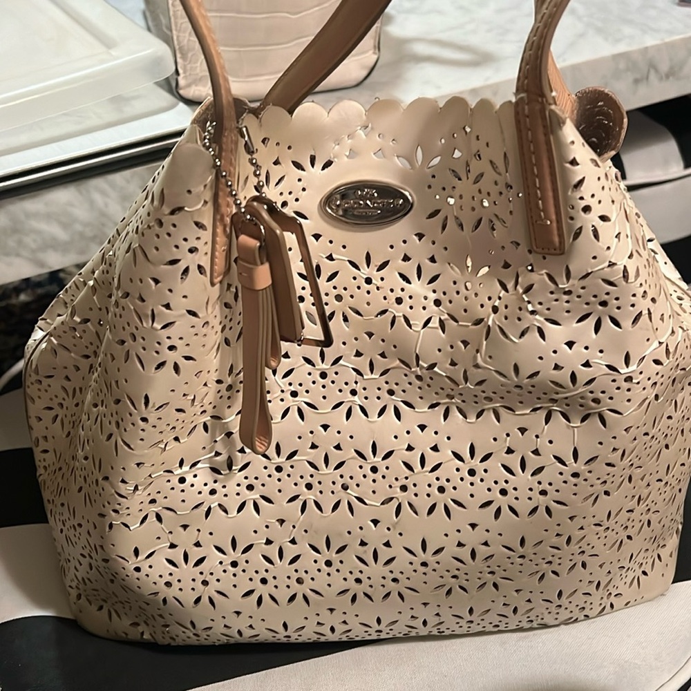 COACH Pearl Eyelet Tote Bag